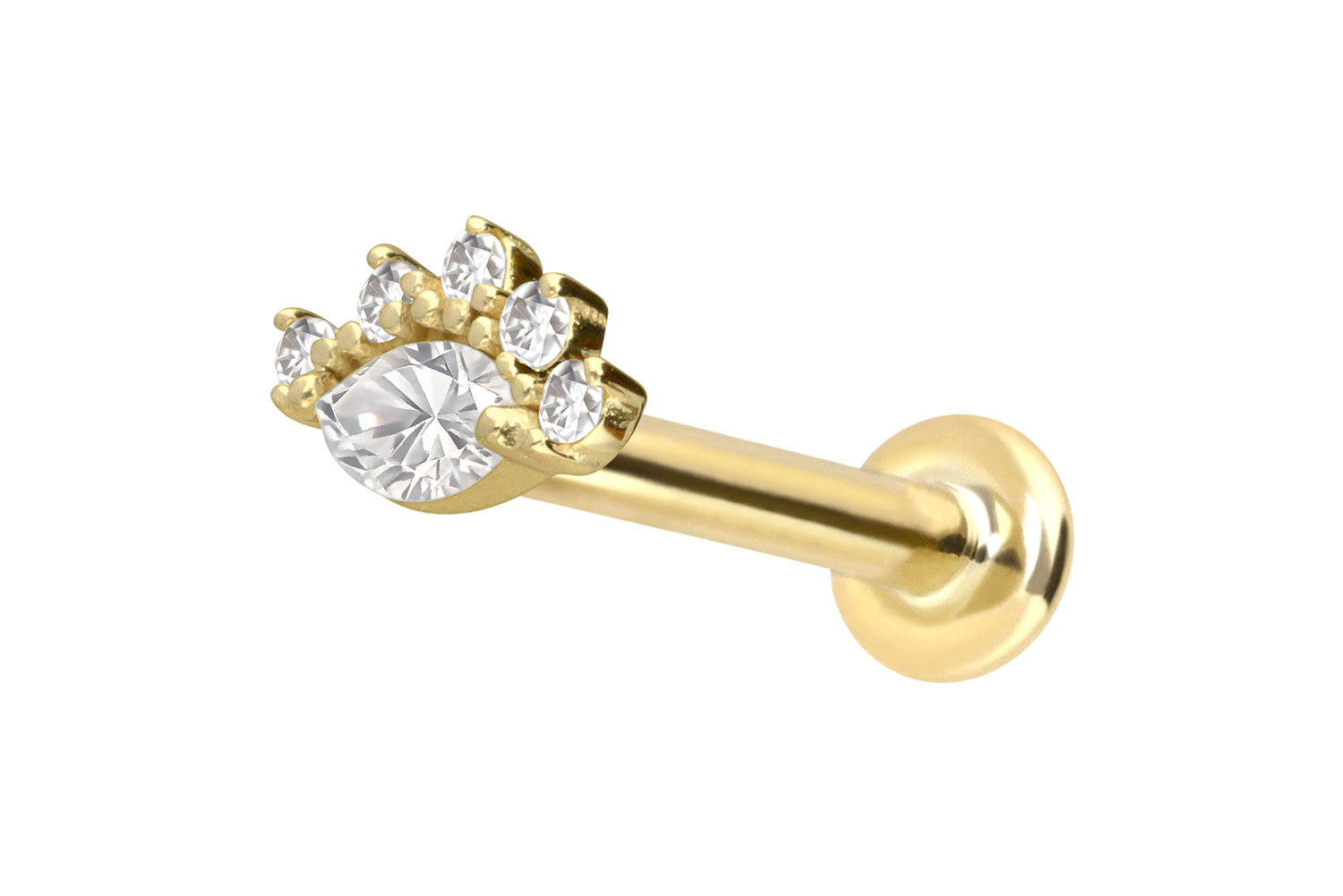 14 Karat Gold Labret Piercing mit Innengewinde MOISSANITE-AUGE